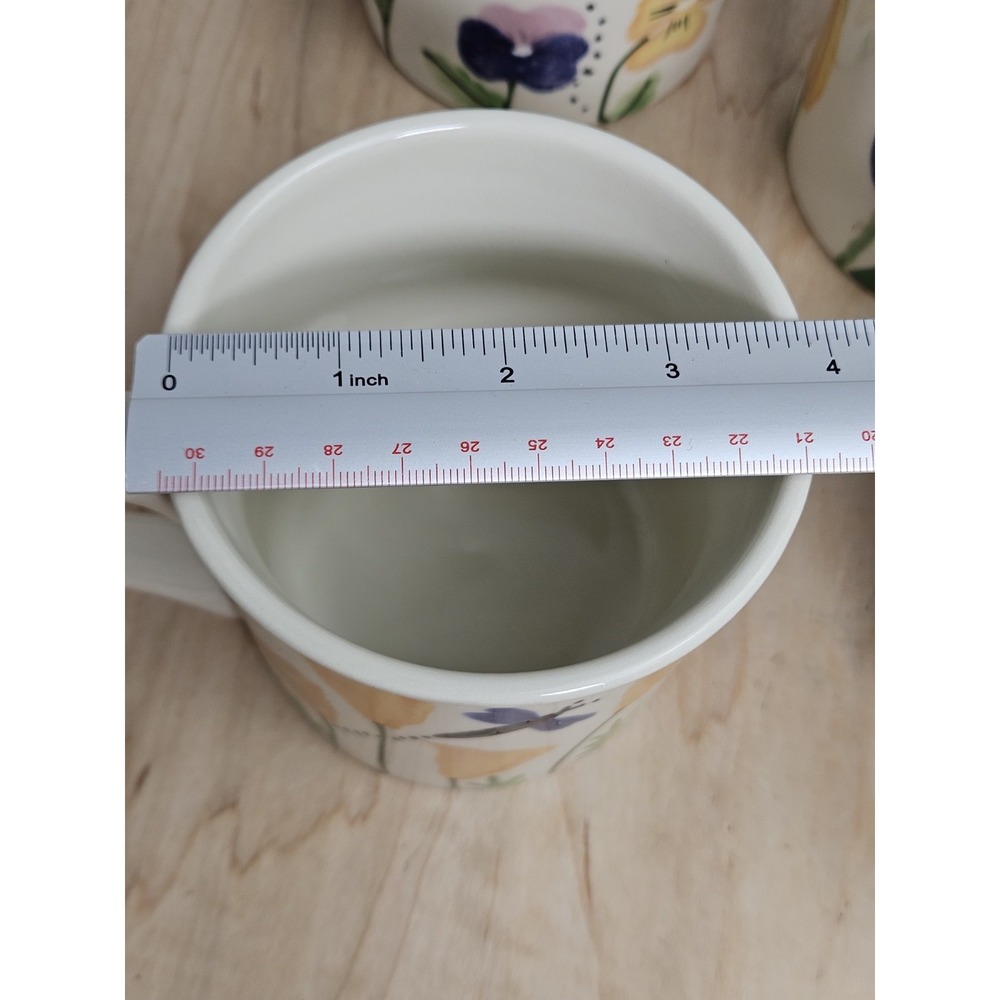 Starbucks Barista Hartstone Hand Painted Floral Mug Set of 4 USA Coffee Cups - Picture 5 of 9